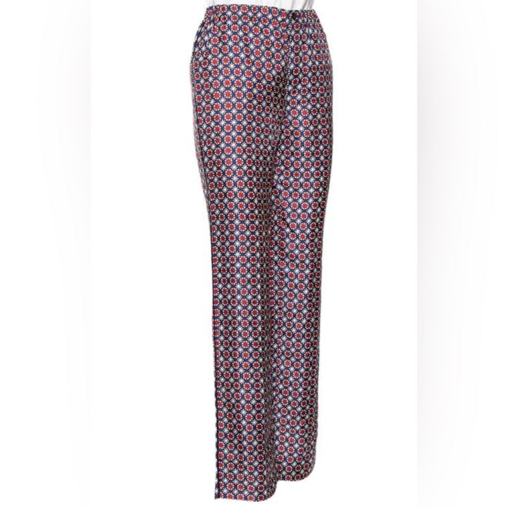 Prada Red and Blue Geometric Dress Pants